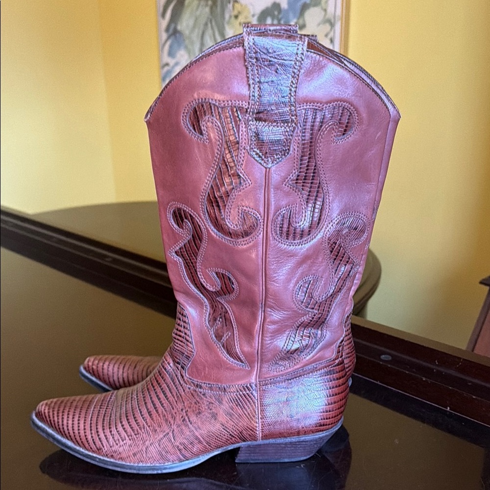 Brown Women’s Nine West Leather Western Cowboy Country Boots, 9.5M - Picture 5 of 12